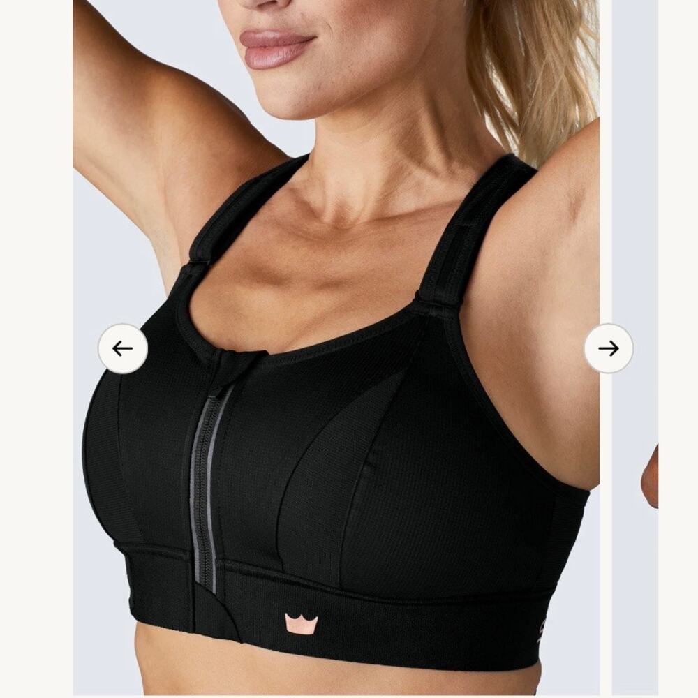 SHEFIT Black High-Impact Front-Zip Sports Bra